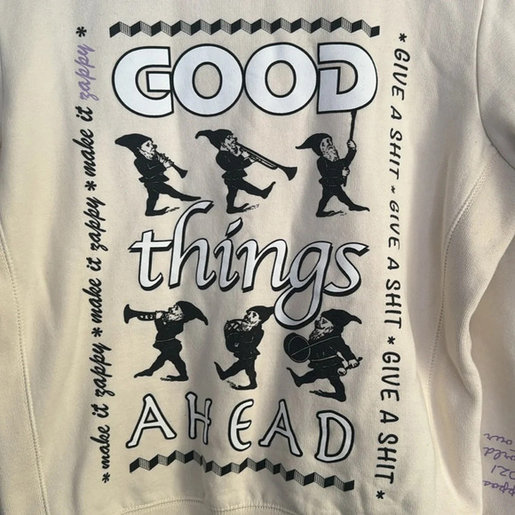 Good Things Ahead Give a Shirt Cream Crewneck Sz Small Zappos 2021 World Tour - Picture 2 of 10